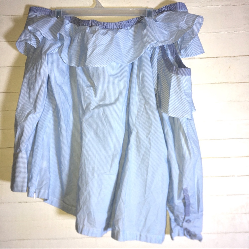 Lane Bryant Off Shoulder &Cold Shoulder Ruffle Top - Picture 5 of 8